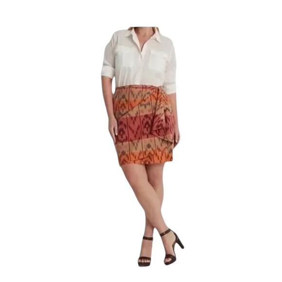 Lauren Ralph Lauren True Wrap Skirt Above  Knee Geo Motif Ruffle Ikat  NEW 14 - Picture 8 of 11